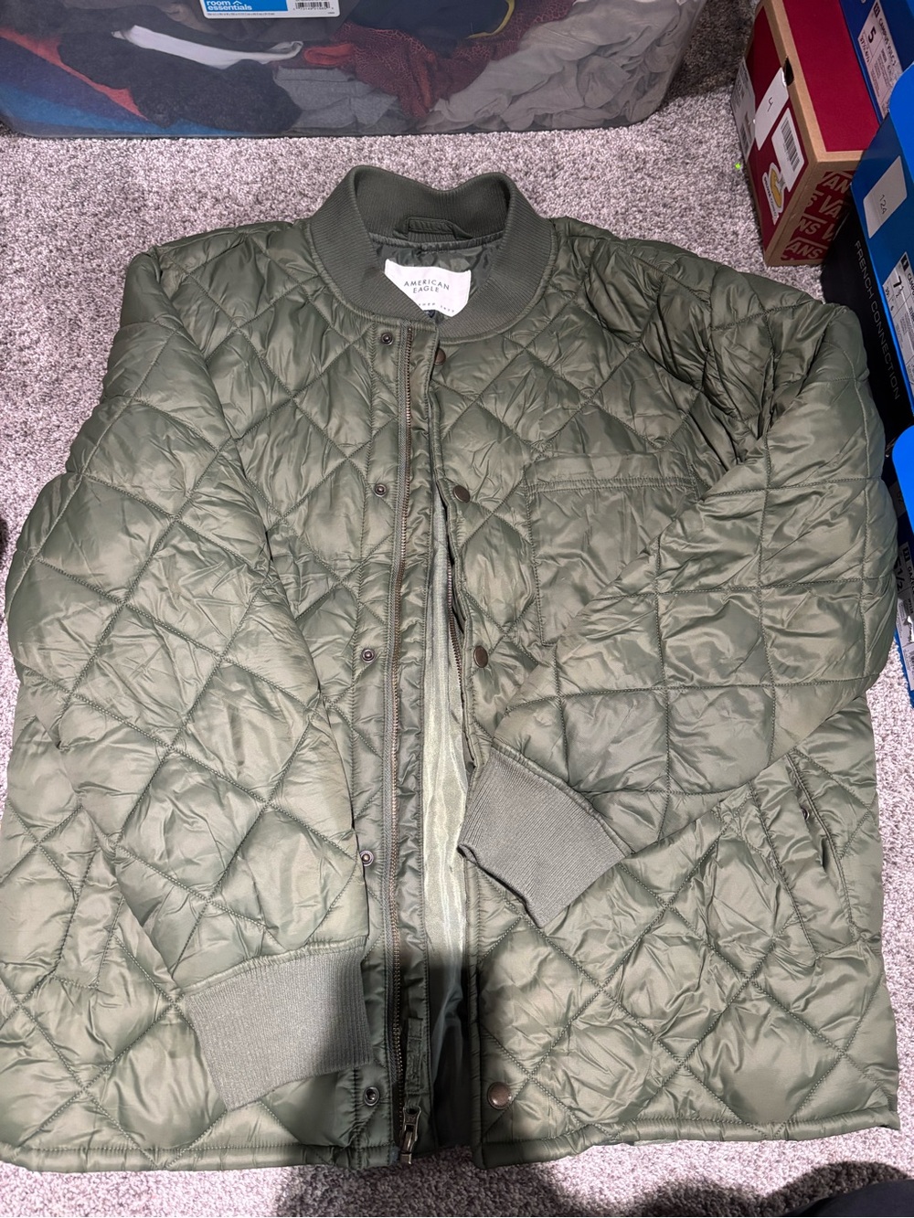 American Eagle Men’s Quilted Puff Jacket - Olive Green